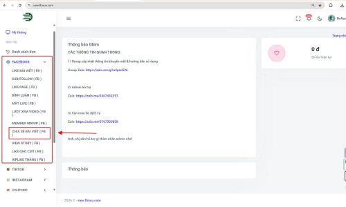 Truy cập new.fbnuu.com và chọn Chia sẻ bài viết