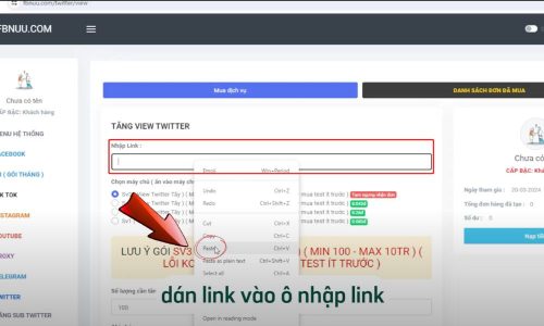 Dán liên kết vào mục "Nhập link"