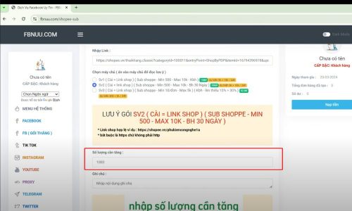 Nhập số lượng cần tăng