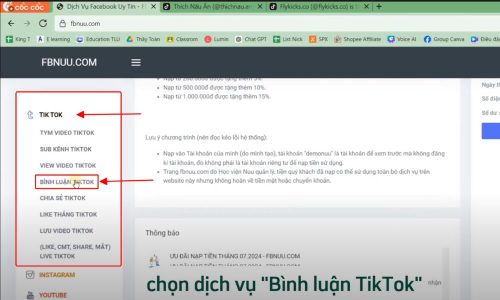 Truy cập Fbnuu.com và chọn danh mục phù hợp