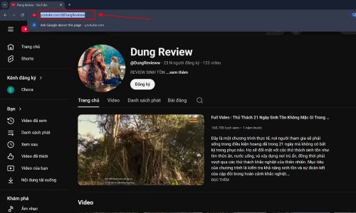 Lấy liên kế kênh Youtube
