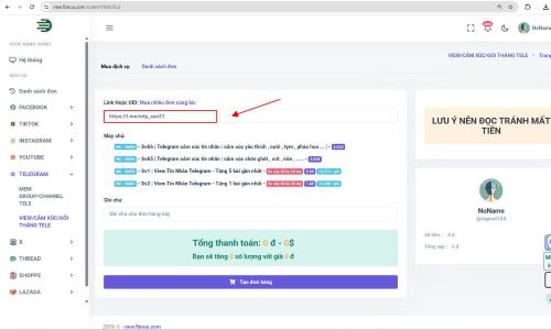 Dán liên kết vào mục "Link Hoặc UID"