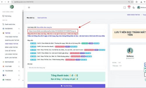 Dán link vào mục "Link Hoặc UID"