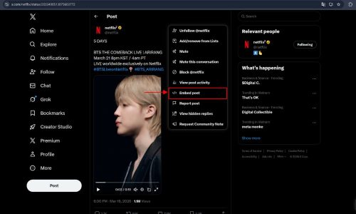 Tại mục 3 chấm chọn “Embed post (nhúng)”