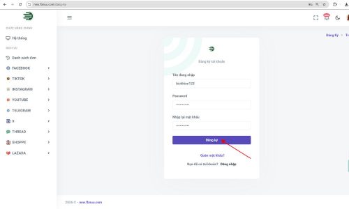 Hoàn thành đăng ký tài khoản new.fbnuu.com