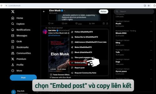 Tại mục 3 chấm chọn “Embed post (nhúng)”