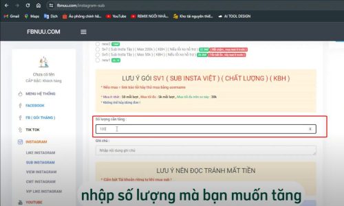 Nhập số lượng cần tăng