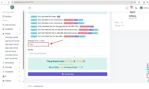 Nhập số lượng cần tăng
