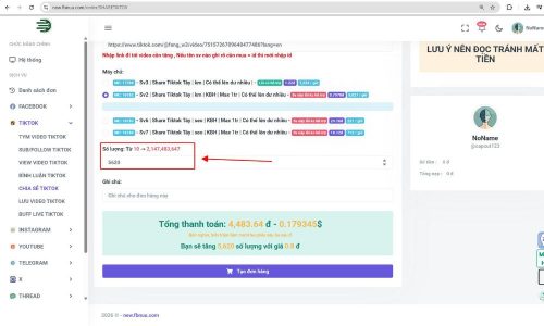 Nhập số lượng cần tăng