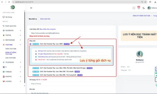 Chọn gói dịch vụ phù hợp và đọc mô tả