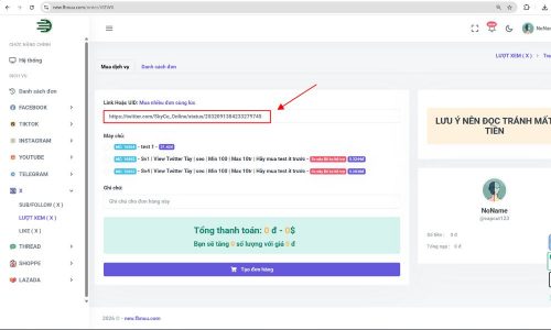 Dán liên kết vào mục "Link Hoặc UID"