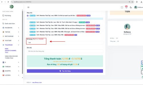 Nhập số lượng cần tăng