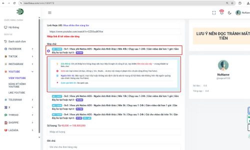 Chọn gói dịch vụ phù hợp và đọc mô tả