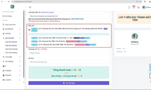 Chọn gói dịch vụ phù hợp và đọc mô tả