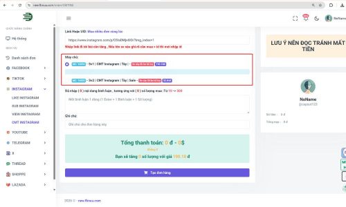 Chọn gói dịch vụ phù hợp
