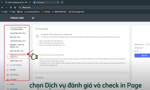 Truy cập fbnuu.com và chọn mục phù hợp