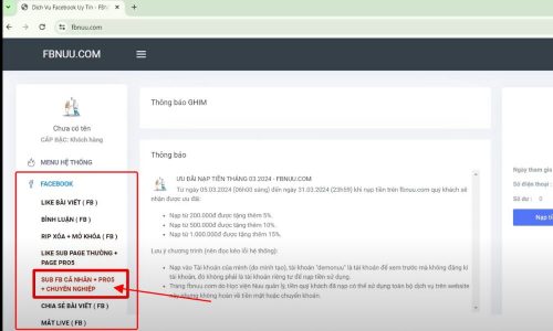 Truy cập fbnuu.com và chọn danh mục phù hợp