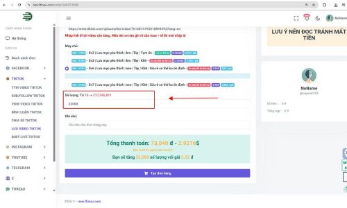 Nhập số lượng muốn tăng
