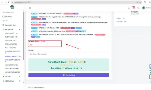 Nhập số lượng thành viên