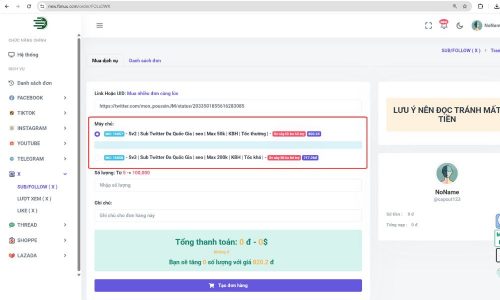 Chọn gói dịch vụ và đọc kỹ mô tả