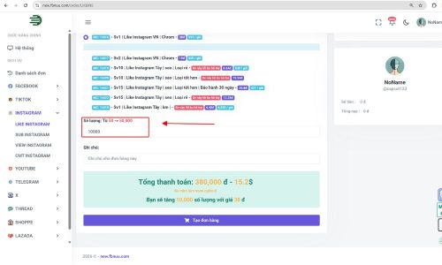 Nhập số lượng cần tăng
