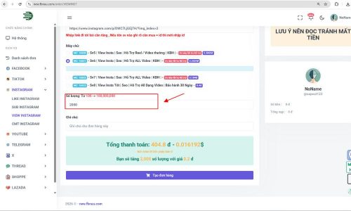 Nhập số lượng cần tăng