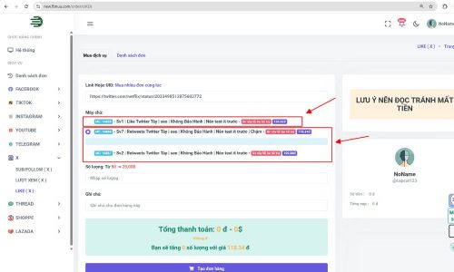 Chọn gói dịch vụ và đọc kỹ mô tả