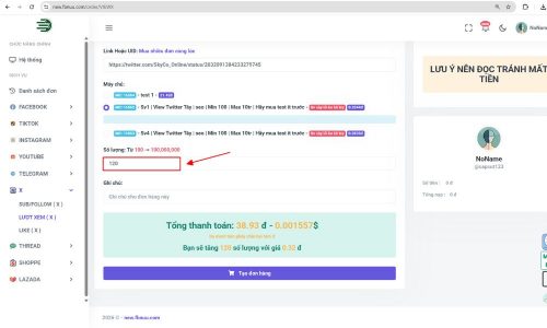 Nhập số lượng cần tăng