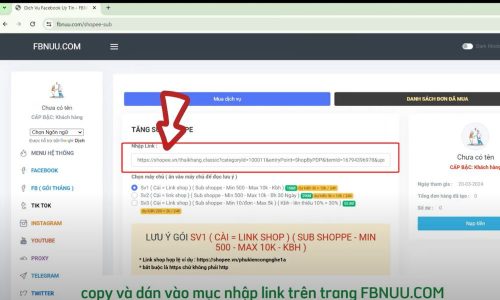 Dán đường link vào mục "Nhập link"