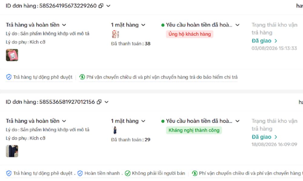 Hoàn đơn nhiều làm cho chủ shop đau đầu