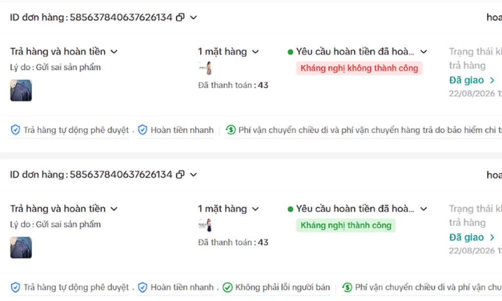 Hoàn tiền và đơn cho khách hàng