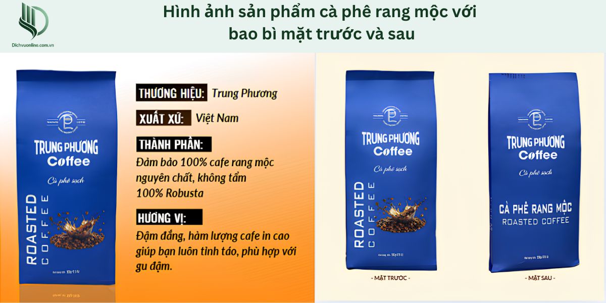 Ảnh sản phẩm cà phê chụp từ mặt trước và sau