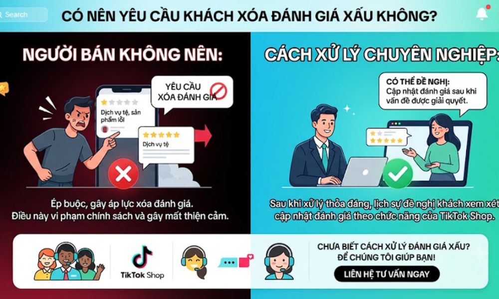 Chủ shop cần nghiêm túc trao đổi với khách thay vì gây áp lực buộc họ xóa đánh giá tiêu cực