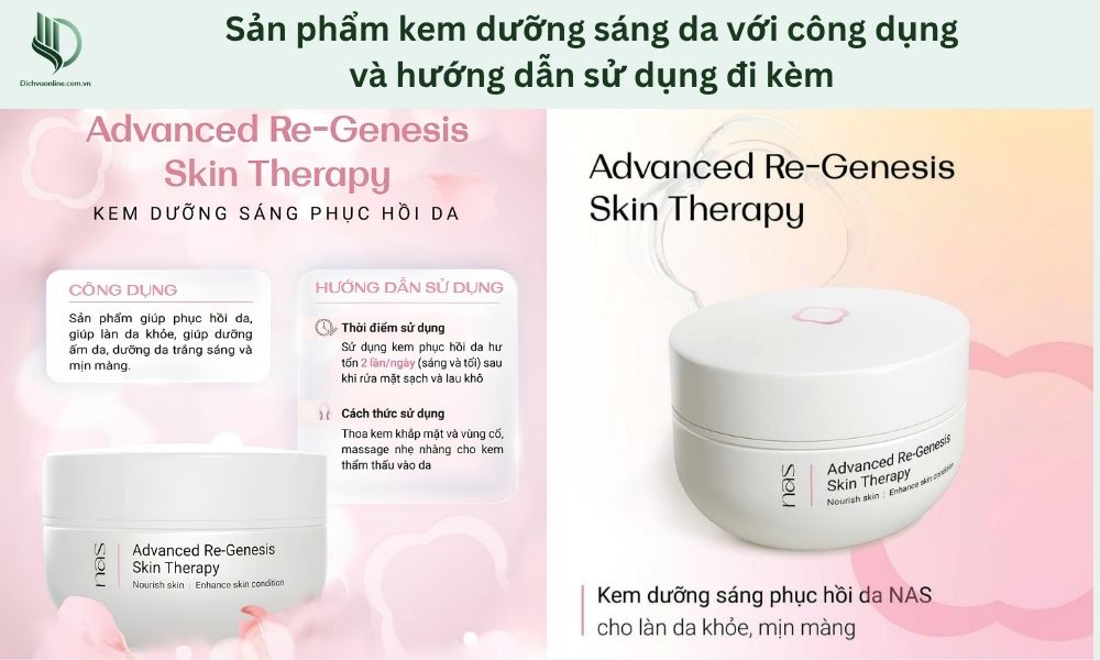 Nêu rõ công dụng và cách dùng sản phẩm kem dưỡng sáng da