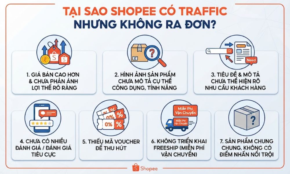 Tìm hiểu nguyên nhân không ra đơn của các shop trên sàn Shopee