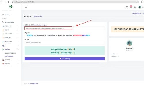 Dán liên kết vào ô nhập link