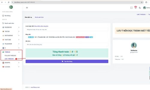Chọn Threads sau đó chọn "Like Threads"